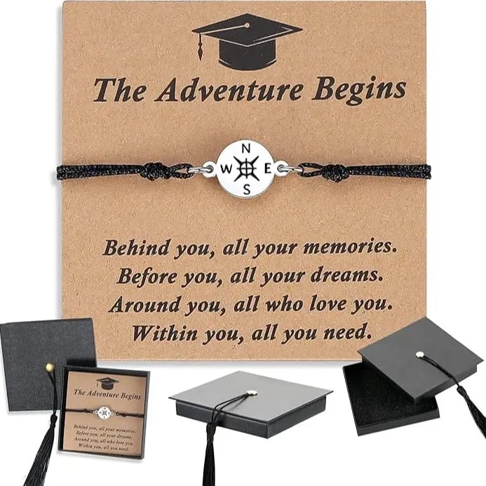 Graduation Compass Bracelet for Class of 2026 – Inspirational Gift for Her Him
