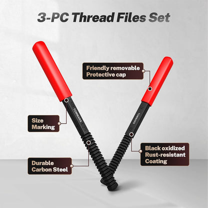 🎉🔩 3Pcs SAE & Metric Thread Repair File Set