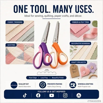 ✂️ 2026 Sale — Over 23,100 Sold! 🧵 Multipurpose Pinking Shears Serrated Scissors – Zigzag Fabric Cutting, Ergonomic Handle & Rust-Resistant Steel ⚡