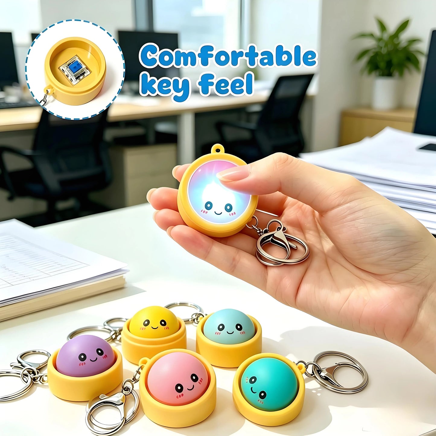 Cute Dumpling Pressable Fidget Keychain - touch sensing light