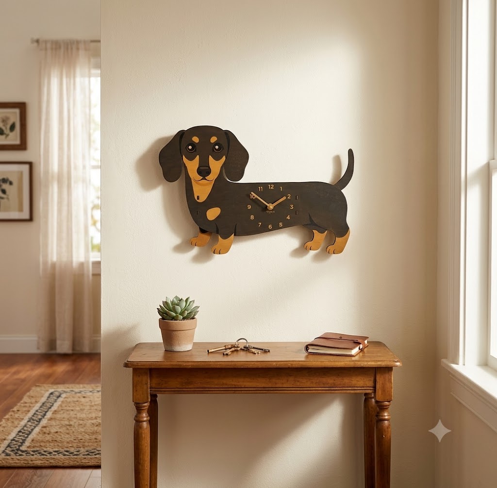 Swing Tail Dachshund Wooden Wall Clock 🐶