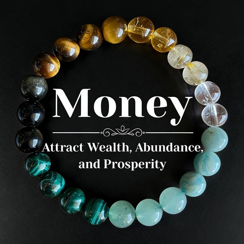💙 Money Attraction Green Aventurine & Tiger Eye Elastic Crystal Bracelet for Men Women, Friendship Daily Wear