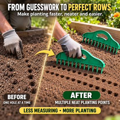 🌱 Garden Seed Spacing Tool – Multi-Row Soil Dibbler & Furrow Maker