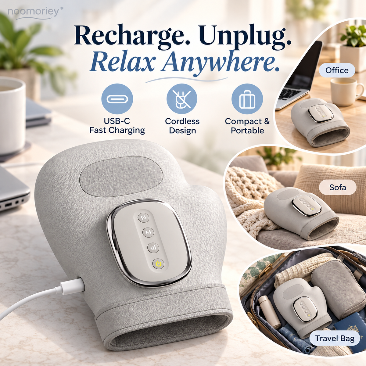 Hand Massager with 3 Massage Modes, Heat and Compression Function, for Arthritis, Relief of Carpal Tunnel and Trigger Finger Pain