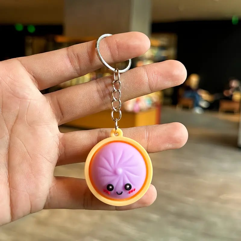 🥟Cute Dumpling Pressable Fidget Keychain-touch sensing light