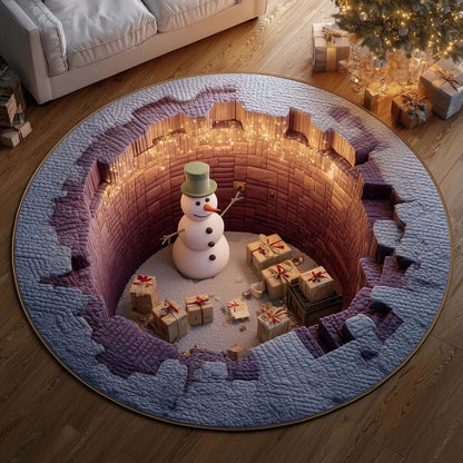 🎄3D Christmas Gnome Optical Illusion Round Rug | Fun Festive Home Decor Must‑Have⭐🏠🎁