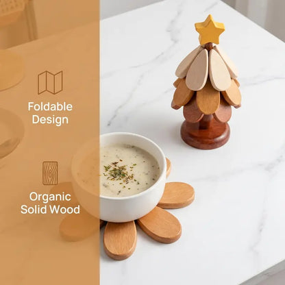 🔥Wood Christmas Tree Coaster Set