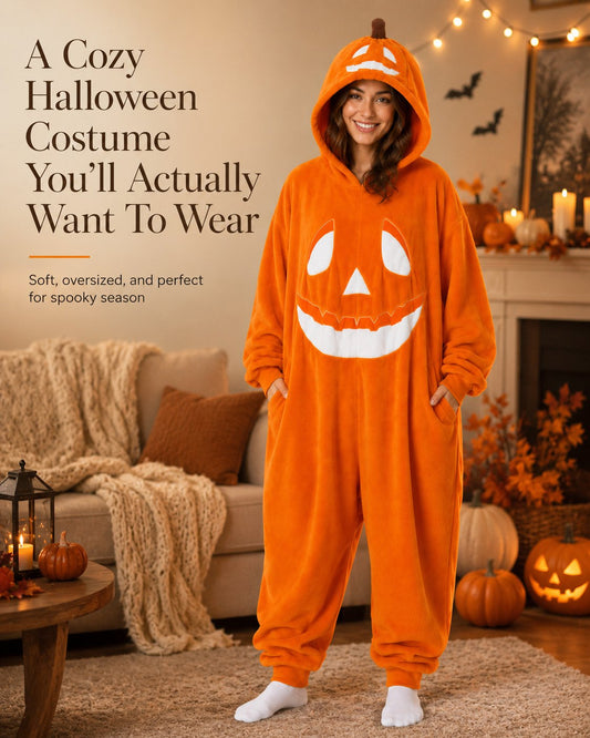 🎃🖤Pumpkin Jack-O’-Lantern Hooded Onesie Costume