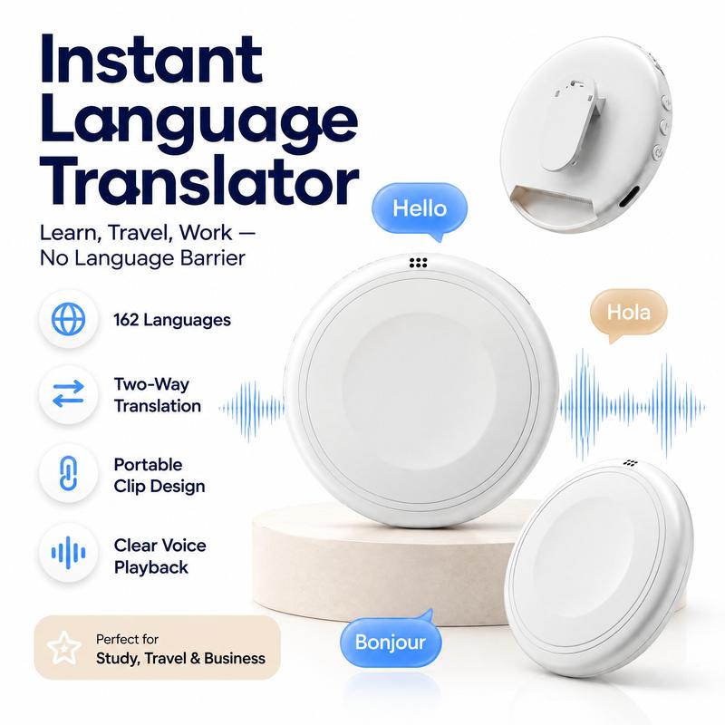 Portable Wireless Bluetooth AI Language Translator Pen - Hands-Free Spanish & English Practice Companion, 162-Language Support, Accent Adaptation for Restaurant Scenarios, Electronic Learning Smart Tutor