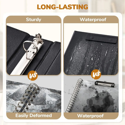 🔥HOT SALE 49% OFF - 📄✨PU Leather Clipboard with Storage – 3-Ring Binder, Magnetic Clip, Removable Notepad & Expanding File