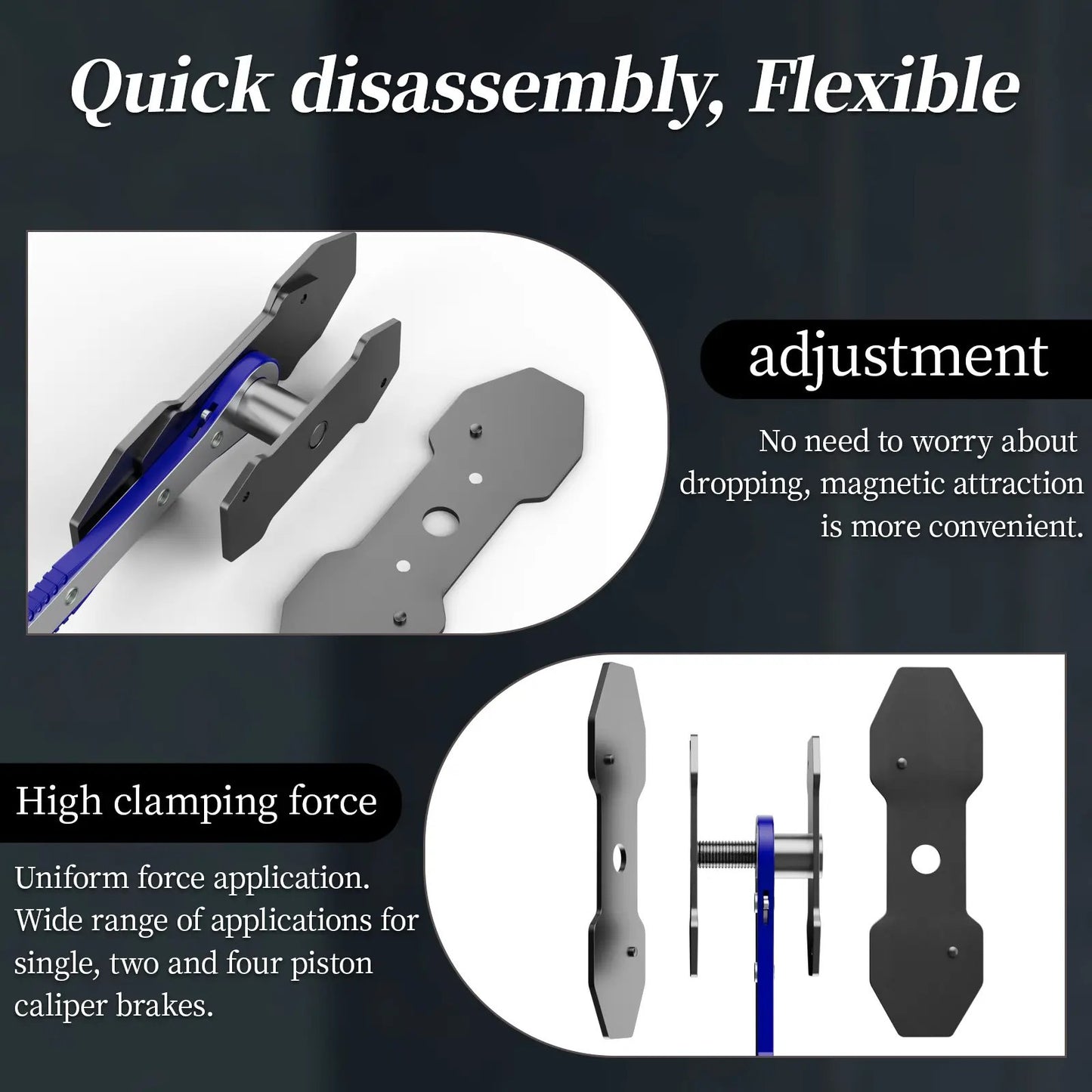 Brake Caliper Piston Press Tool – 360° Rotating Ratchet Wrench for Single, Dual & Quad Piston Disc Brakes