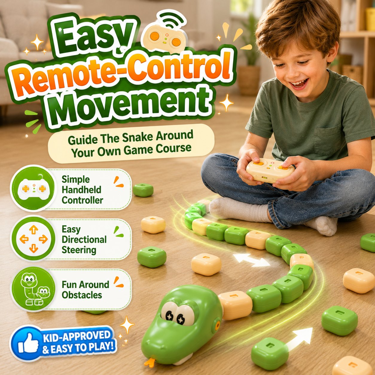 Remote Control Snake Block-Collecting Game