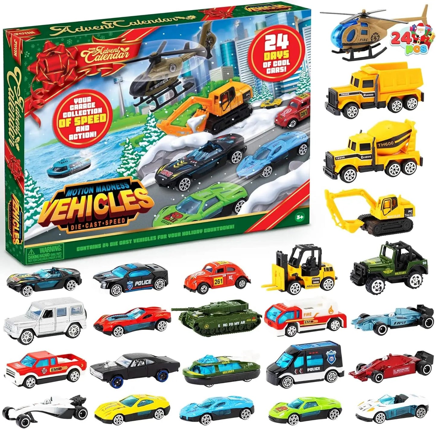 🔥 Last Day 49% OFF🎅 2026 Christmas Advent Calendar 24 Diecast Cars Set 🚗✨