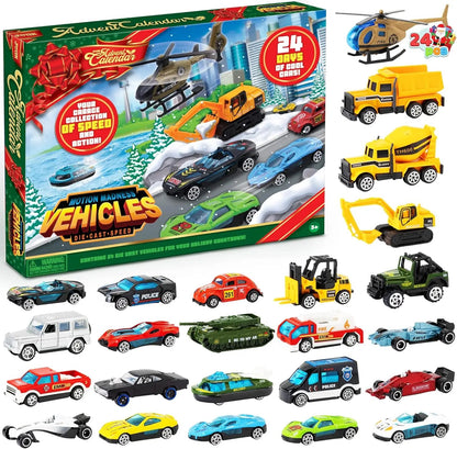 🔥 Last Day 49% OFF🎅 2026 Christmas Advent Calendar 24 Diecast Cars Set 🚗✨