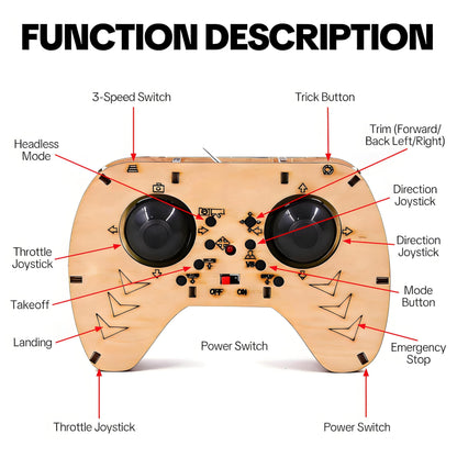 💥🏆Top Gift 2026 🎁 DIY Wooden Drone Assembly Kit, 2.4GHz RC Quadcopter with 360° Flip, Emergency Stop & Beginner Friendly Controls, STEM Building Toy for Teens & Adults