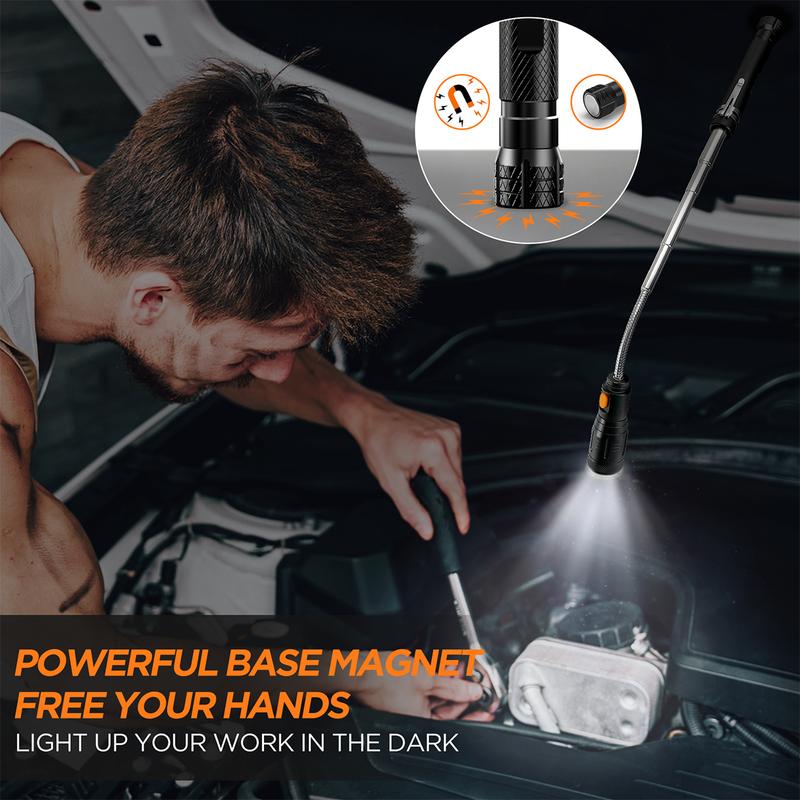 ✨Extendable Magnetic Pickup Tools - Telescoping Magnet with LED Flashlight Gifts for Men