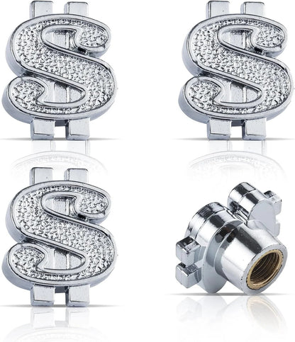 🔥 Car Tire Valve Stem Caps, Wheel Tire Valve Caps 4 Pack US Dollar Sign