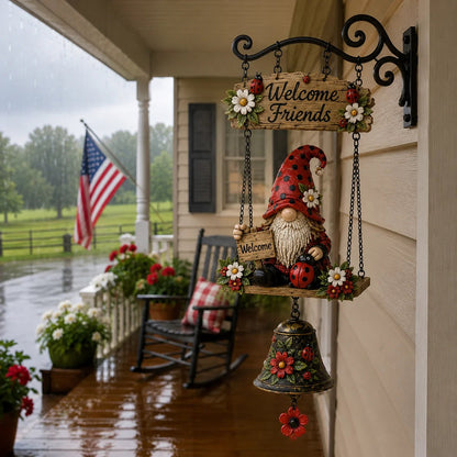 🐞🌼Rustic Garden Gnome Bell Outdoor Decor