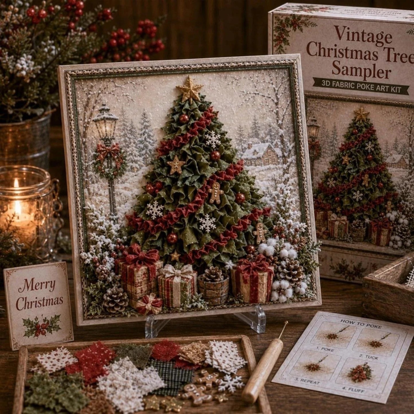 ✨Hot 30% OFF🌹🎄 3D Christmas Fabric Poke Art Kit