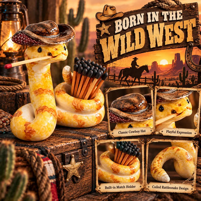 🤠 The Cowboy Rattler™ Match Holder | Funny Western Snake Décor for Cabins, Mantels & Bars 🐍
