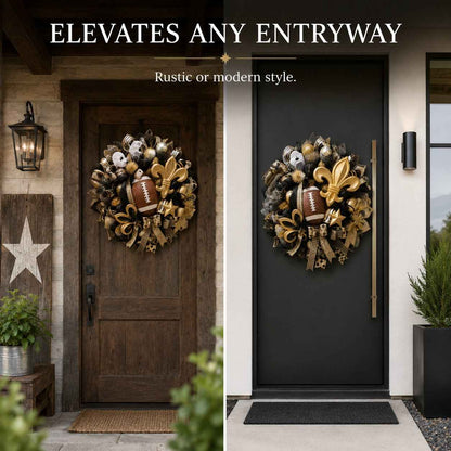 Football Team Handcrafted Wreath for Game-Day Front Door Decor