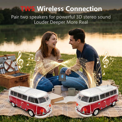 🚌WS-267BT Rechargeable Portable Bluetooth Speaker (Bus/Campervan Shape, ABS Build, 50Hz-20kHz)