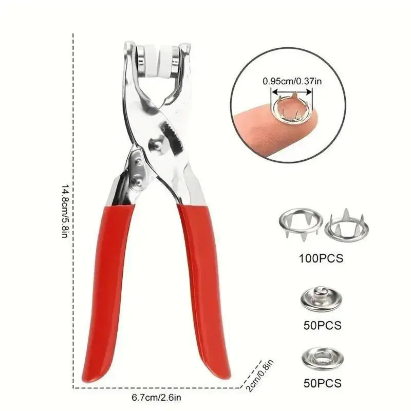 100pcs Invisible Colored Metal Buckle & Manual Pressure Pliers Kit