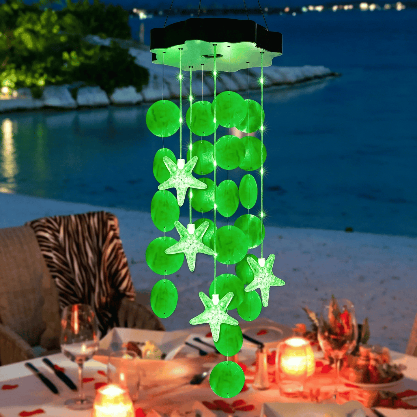 ✨Summer Garden Decor✨Colorful Solar Outdoor Shell Wind Chime Hanging Light!