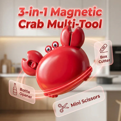 🦀 3-in-1 Magnetic Crab Multitool – Bottle Opener, Box Cutter, and Mini Scissors for the Kitchen