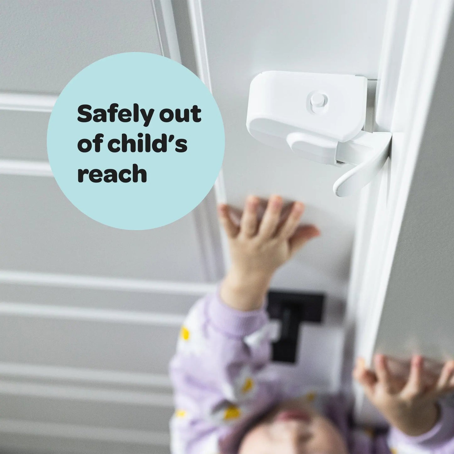 HugLock Snap-On Childproof Door Lock - No Drill, No Adhesive Interior Door Safety Latch, Out-of-Reach Toddler Proof Lock (Unlocks from Both Sides)