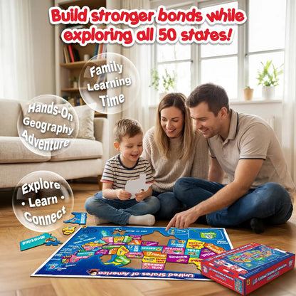 🧩103 Piece USA Map Puzzle for Kids Ages 4-8 - 18x24 Large Floor Puzzle