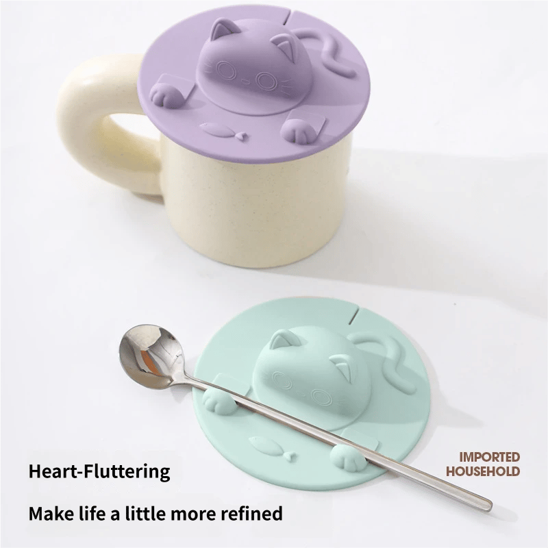 🎉🍵Universal Food-Grade Silicone Mug Lid (Cat Design)🐱