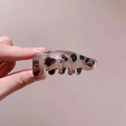 💎Women's 4 Non-Slip Banana Hair Clips - Vintage Oval Leopard Print, Amber and Black, Fashion Hair Accessories for Secure Ponytails, Bun Hairstyles