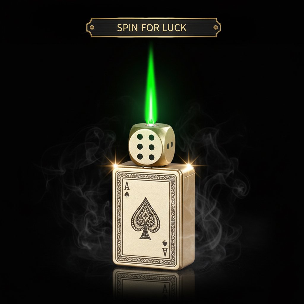 🎉Buy 1 Get 1 Free🎲Windproof Poker Dice Rotating Cigar Lighter, Butane Refill (Not Included)