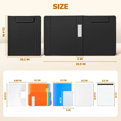 🔥HOT SALE 49% OFF - 📄✨PU Leather Clipboard with Storage – 3-Ring Binder, Magnetic Clip, Removable Notepad & Expanding File