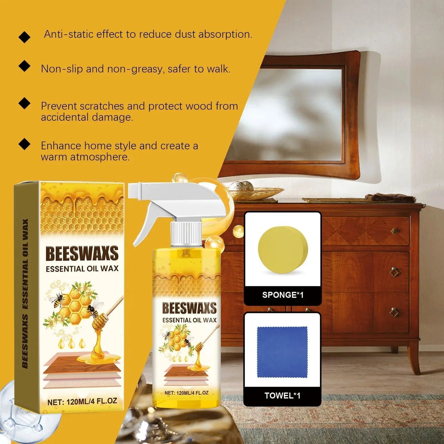 Beeswax Wood Polish Spray 120ml