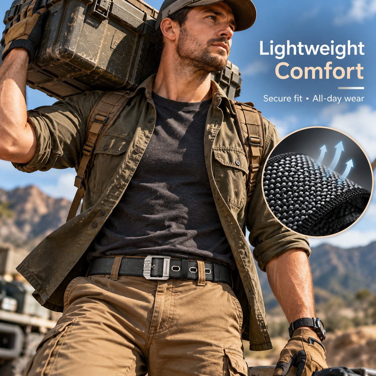 ✨Textured Nylon Strap Utility Belt  Ideal for Hiking, Camping & Daily Streetwear Outfits