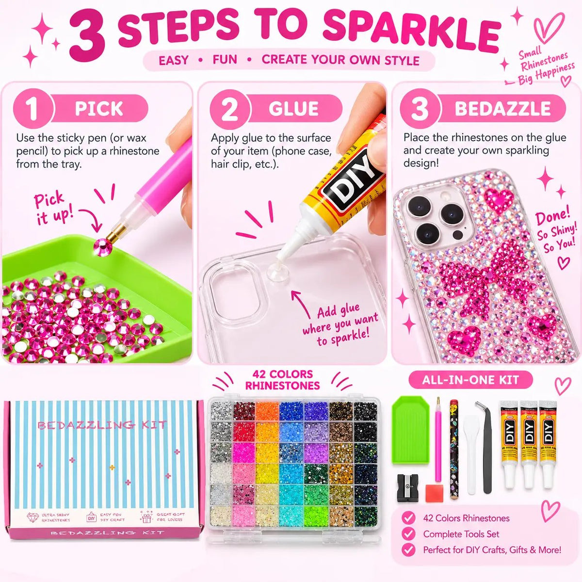 Glitter Rhinestone Bedazzling Kit - 32000Pcs Resin Jelly Rhinestones for Crafting