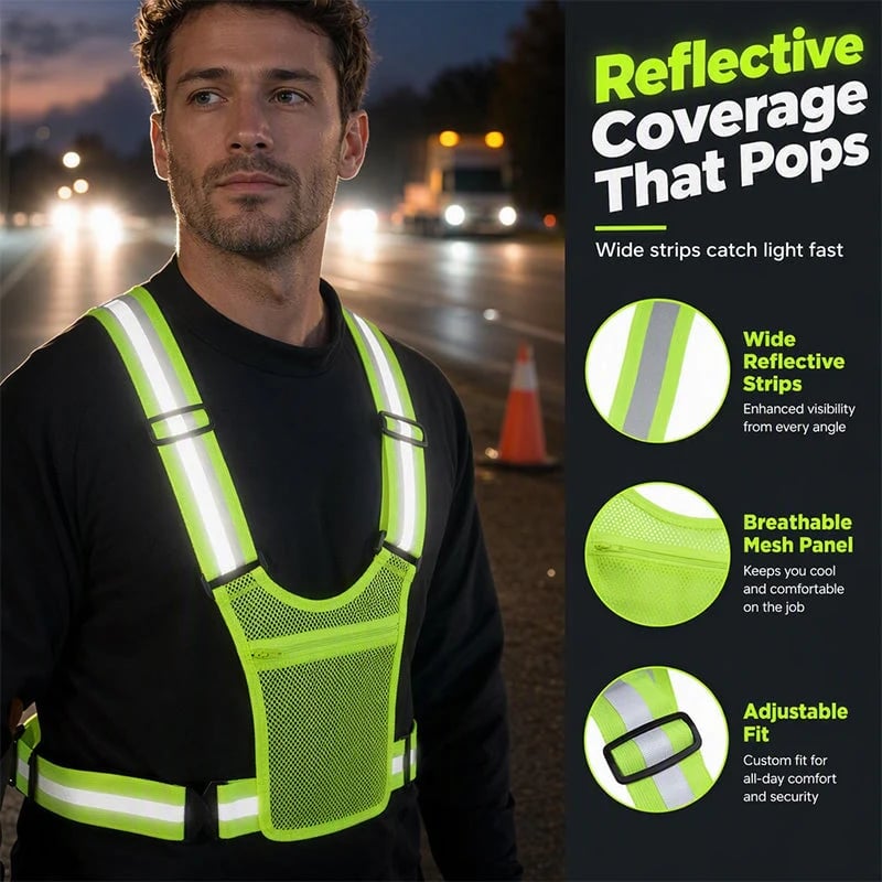 💥Buy 1 get 1 free 🔥High Visibility Reflective Vest Adjustable Safety Running Gear with Pocket