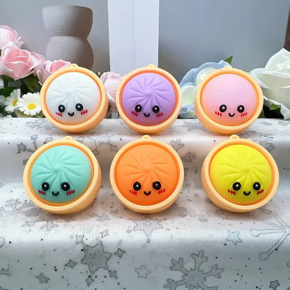 🥟Cute Dumpling Pressable Fidget Keychain-touch sensing light