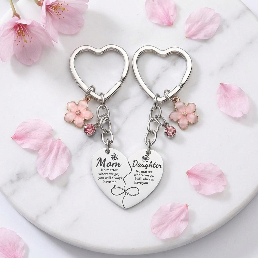 🎁Mom & Daughter Matching Heart Keychain Set