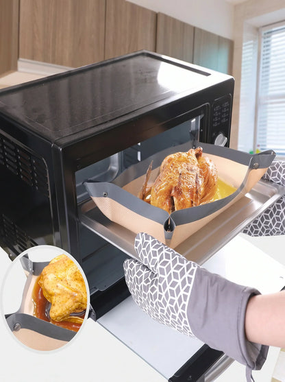 🍗 Foldable Silicone Roasting Tray ✨ Snap-Corner Baking Mat | Easy-Clean Kitchen Essential