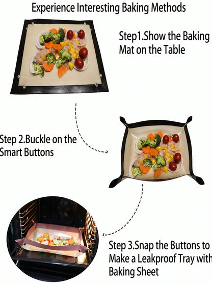 🍗 Foldable Silicone Roasting Tray ✨ Snap-Corner Baking Mat | Easy-Clean Kitchen Essential