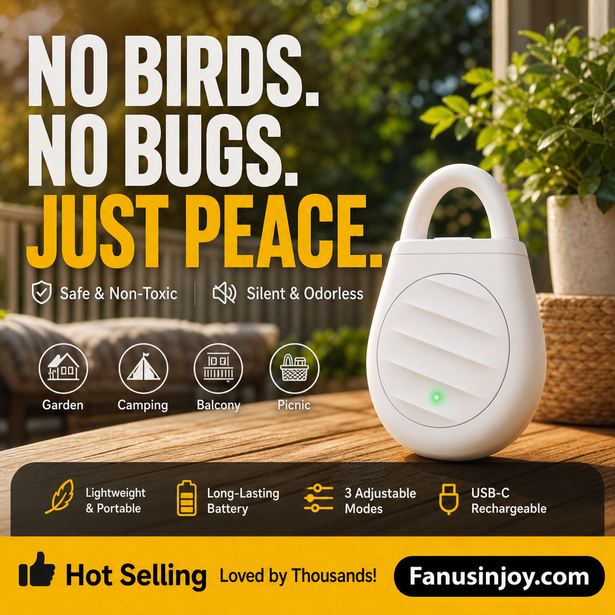 🏆 1Last Day Special Price £8.77 ! 🐦Buy 2 Get 1 Free🎁No more trouble from birds, beasts and locusts！Portable Ultrasonic Bird Repellent Keychain