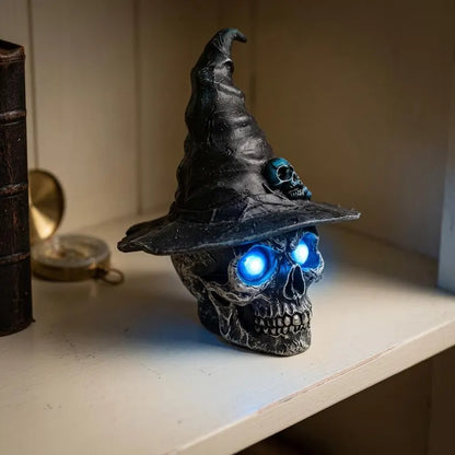 🧙‍♀️💀  Gothic Glowing Skull Witch Desktop Ornament
