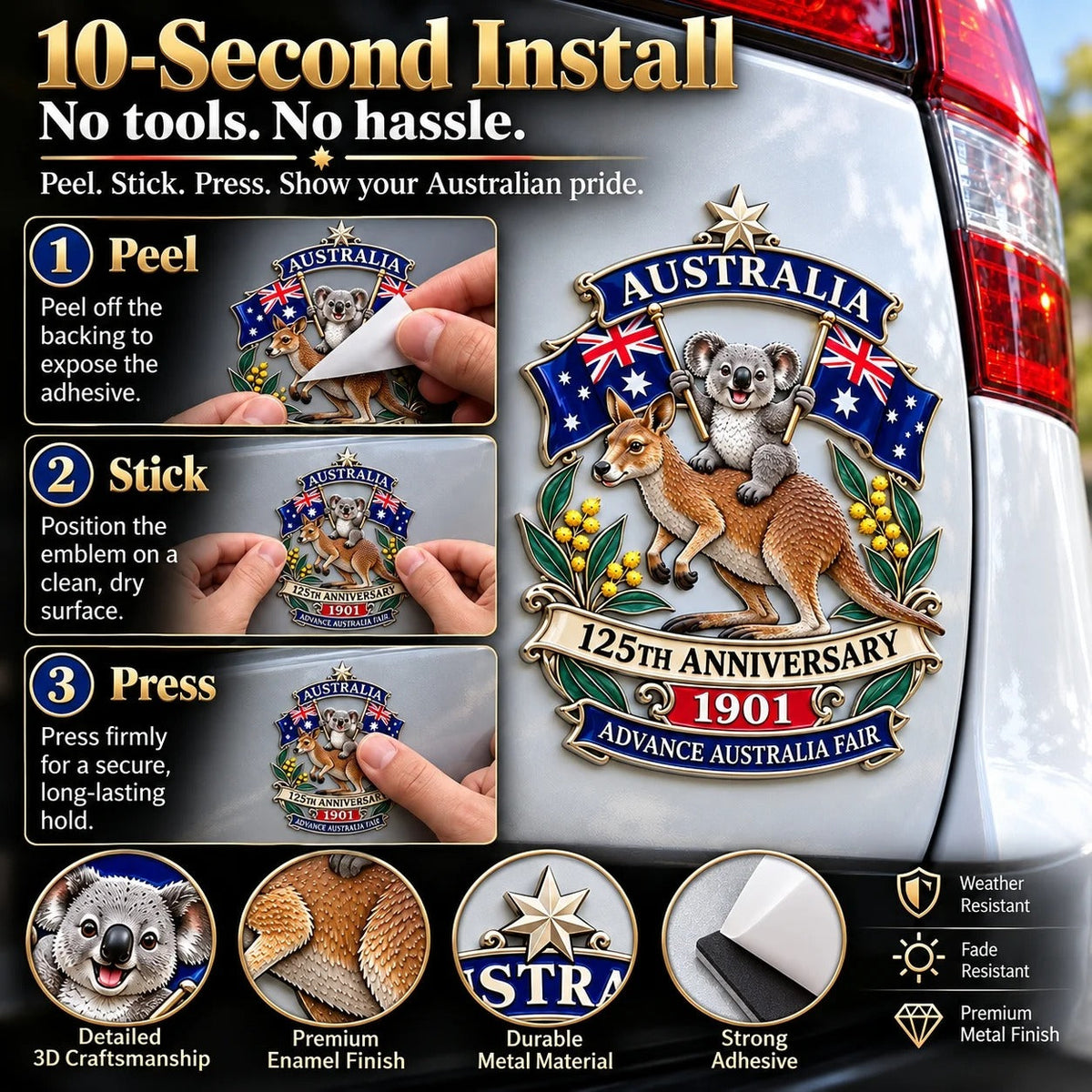 ⏳ Last Day 49% OFF 🦘Australia 125th Anniversary Commemorative Metal Car Emblem