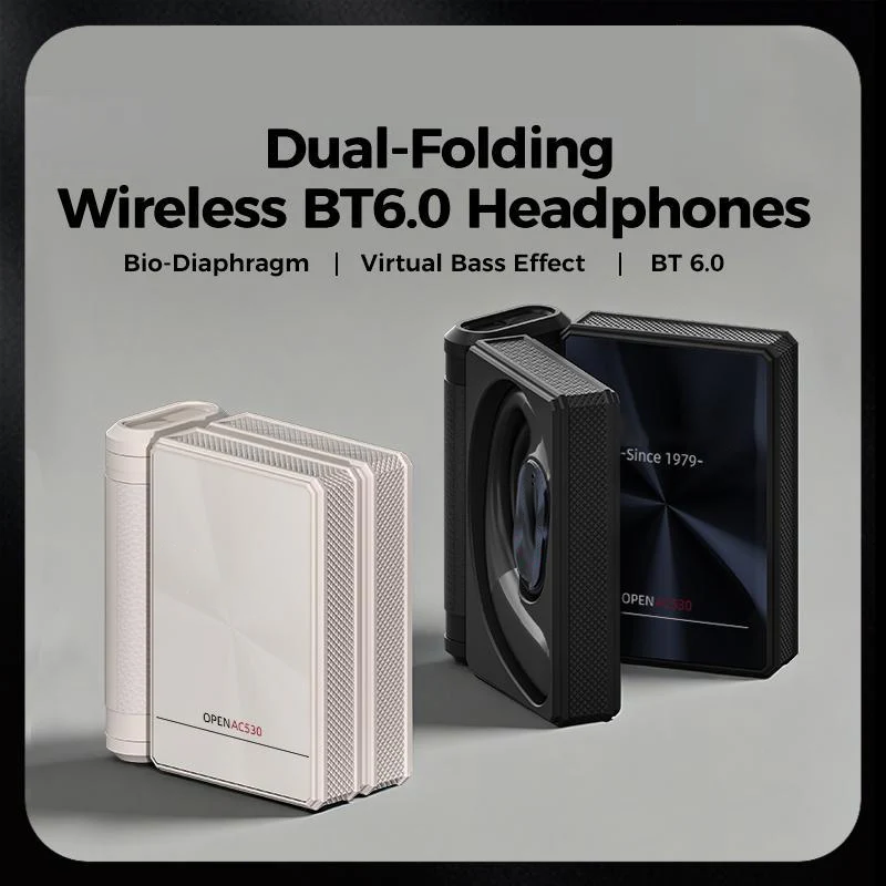 Open Ear Wireless Earbuds, Foldable Bluetooth Headphones