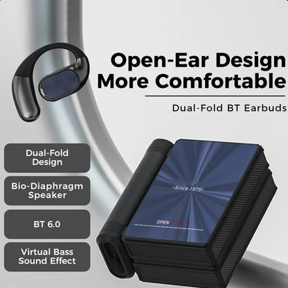 Open Ear Wireless Earbuds, Foldable Bluetooth Headphones
