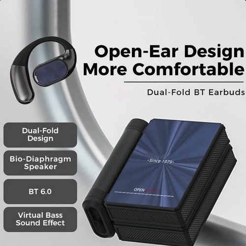 Open Ear Wireless Earbuds, Foldable Bluetooth Headphones
