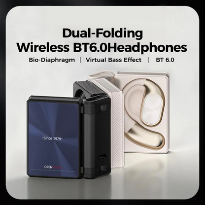 Open Ear Wireless Earbuds, Foldable Bluetooth Headphones